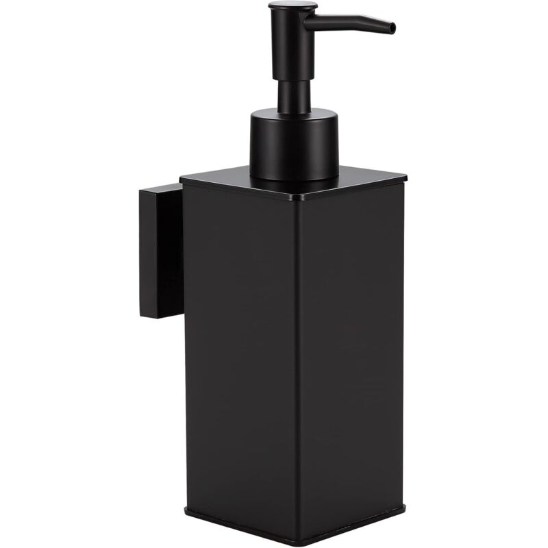 Dozator de săpun negru, montat pe perete, 240 ml, reîncărcabil, pentru baie/bucătărie/hotel