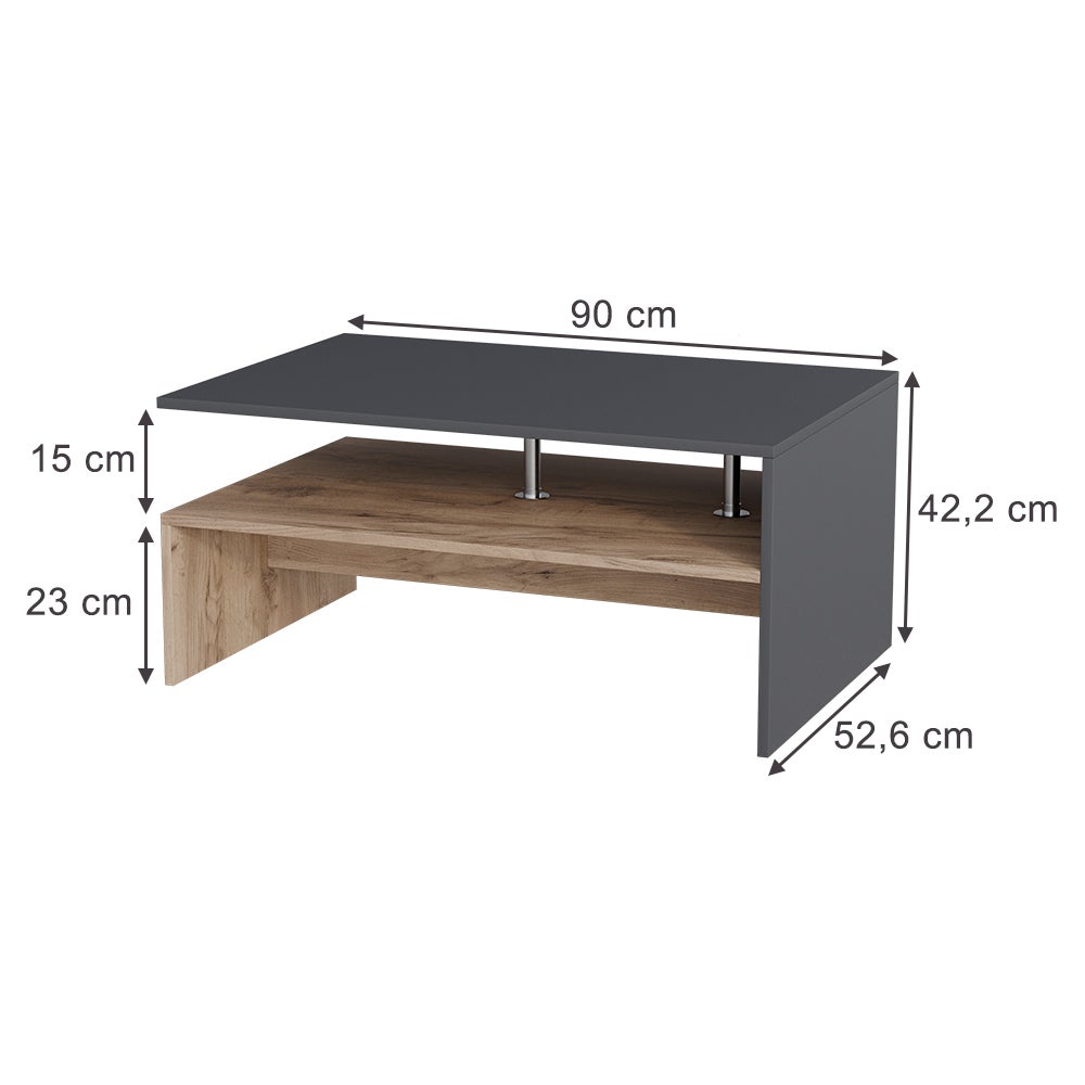 Vicco Stolik kawowy Amato, Antracyt/złoty dąb, 90 x 52.6 cm - 2