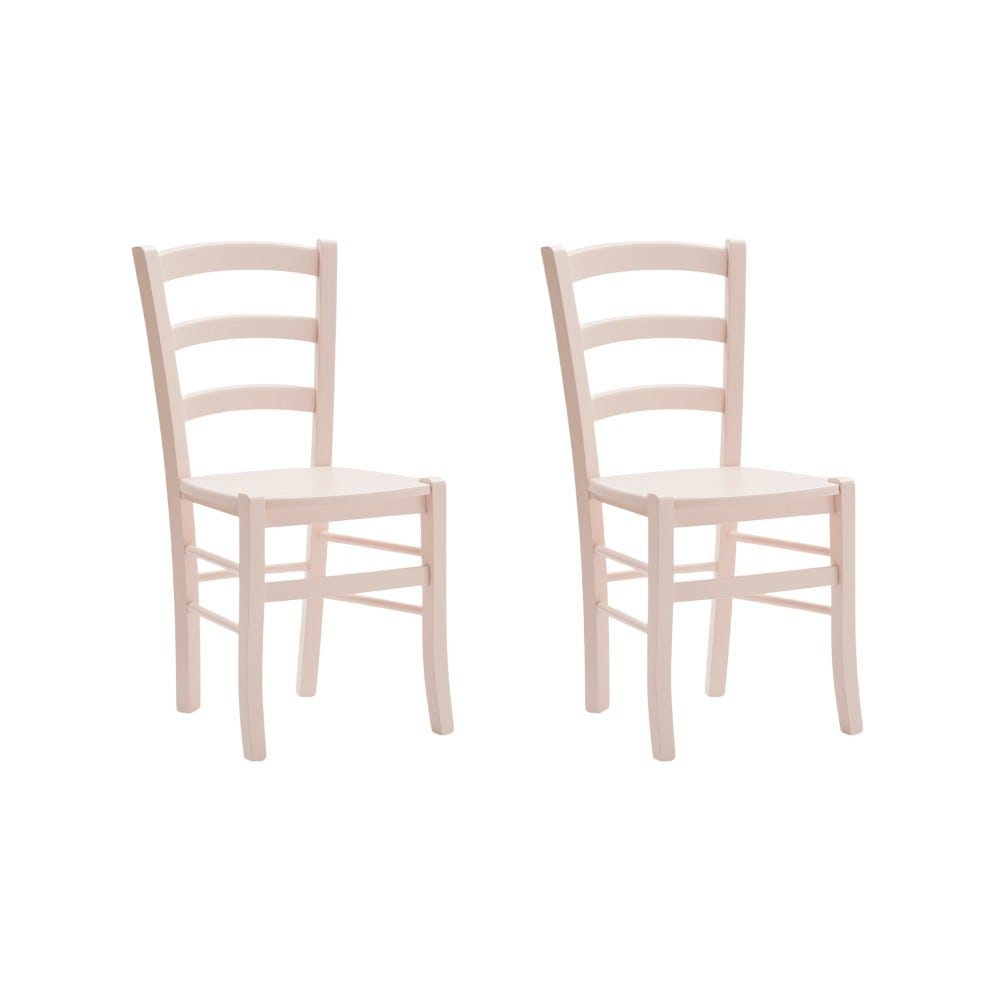 MOBILI 2G SET SEDIE SHABBY IN LEGNO LACCATO ROSA CIPRIA SEDUTA