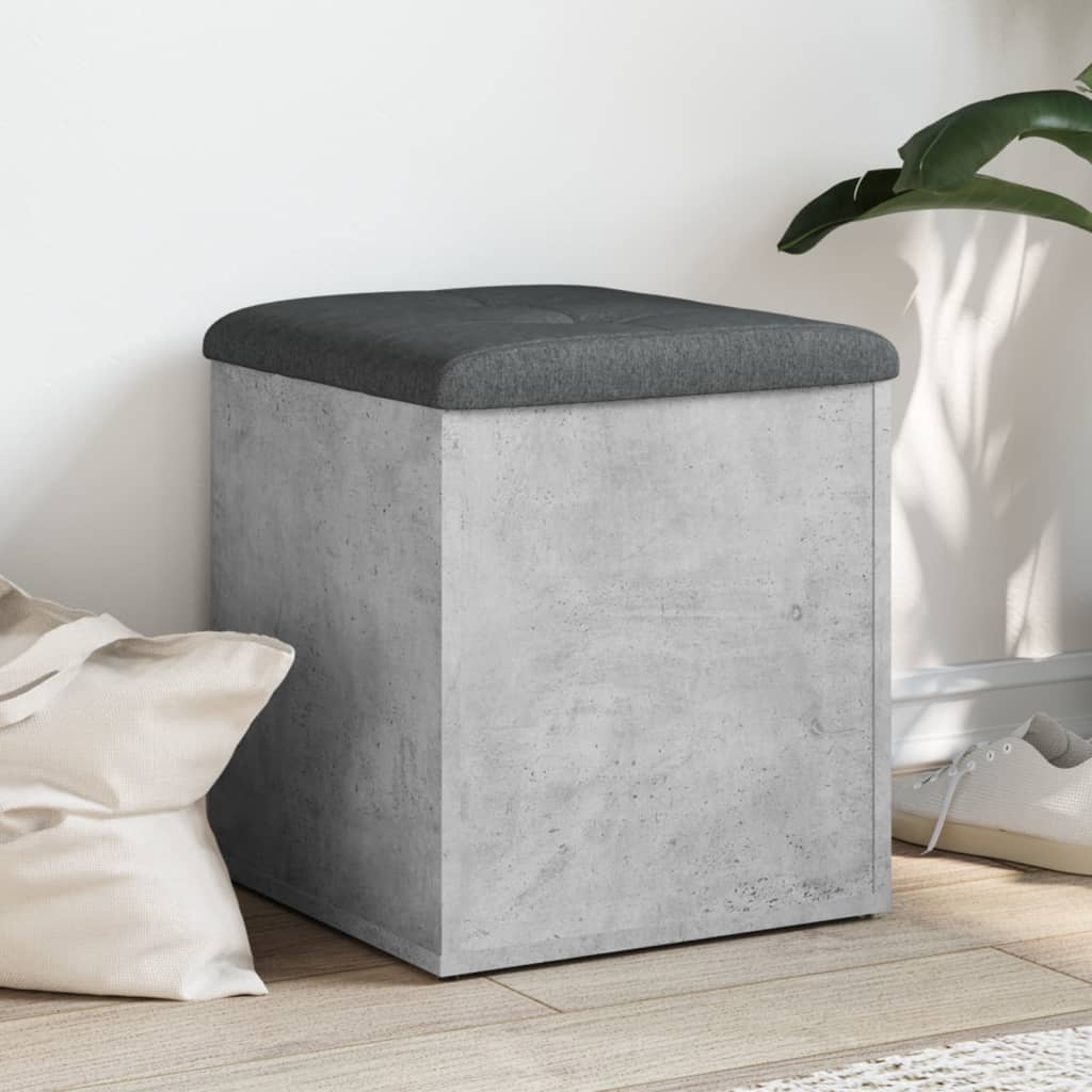 Banco interior | banco con almacenaje madera ingeniería gris hormigón 42x42x45cm cfw65664