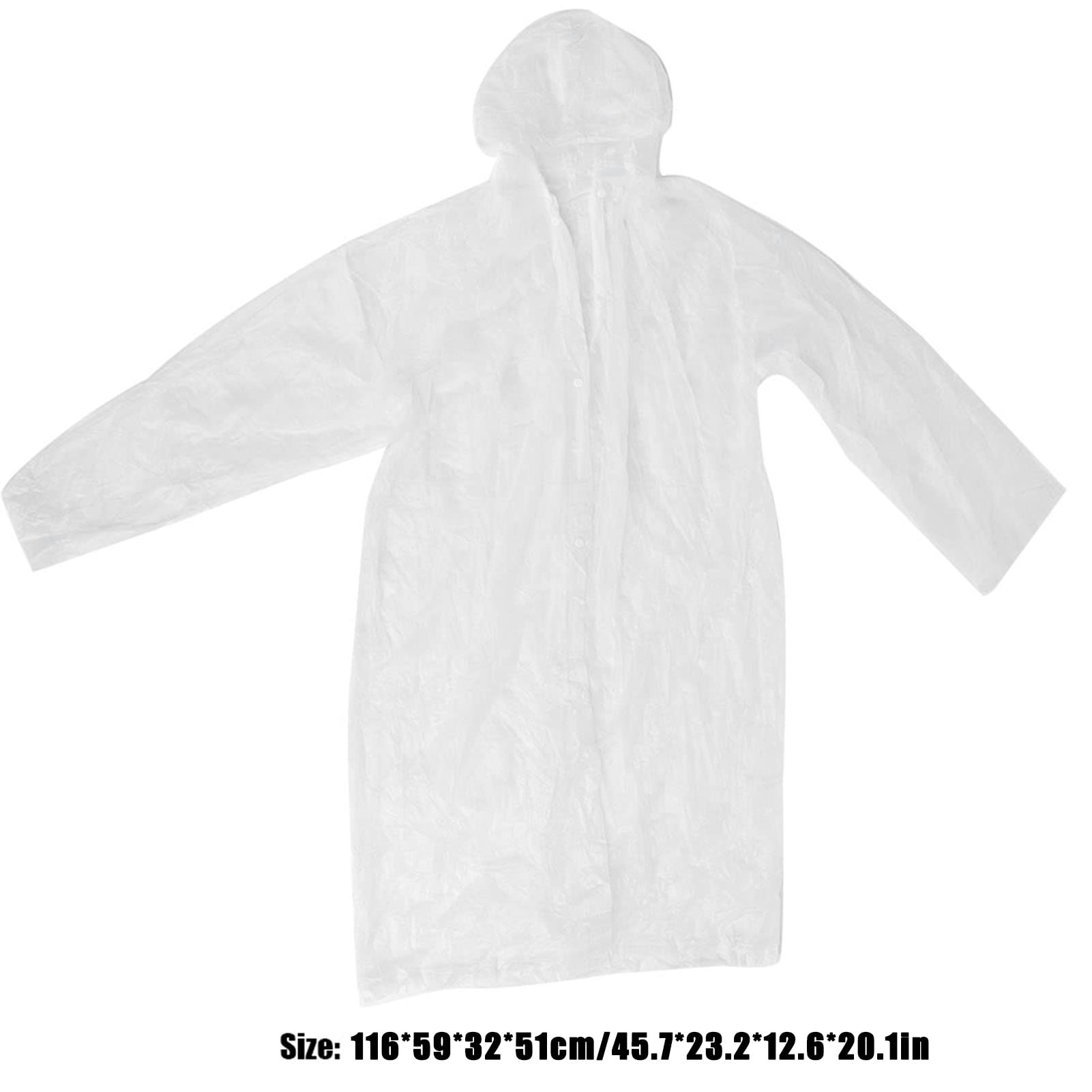 Imperméable à capuche et manches longues, imperméable, vêtement de pluie d'extérieur long, transparent - 2