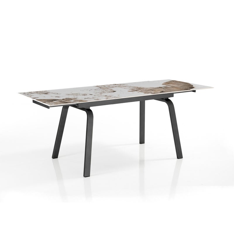 Rozkładany stół jadalny TRUST ONICE GREY z szarego marmuru ceramicznego 140/200x81,5x76,5 cm