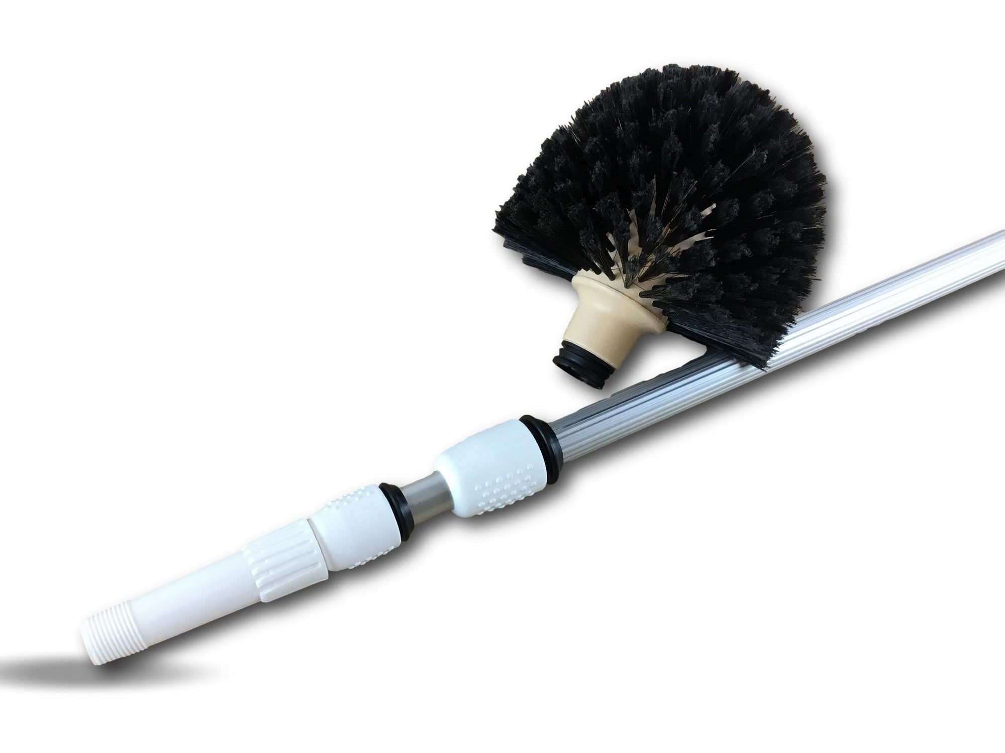 Tête de loup balai brosse boule | Manche télescopique aluminium 5,50 m | Vinyle fleuré | Tête Ø 180 mm à douille vissante - 2