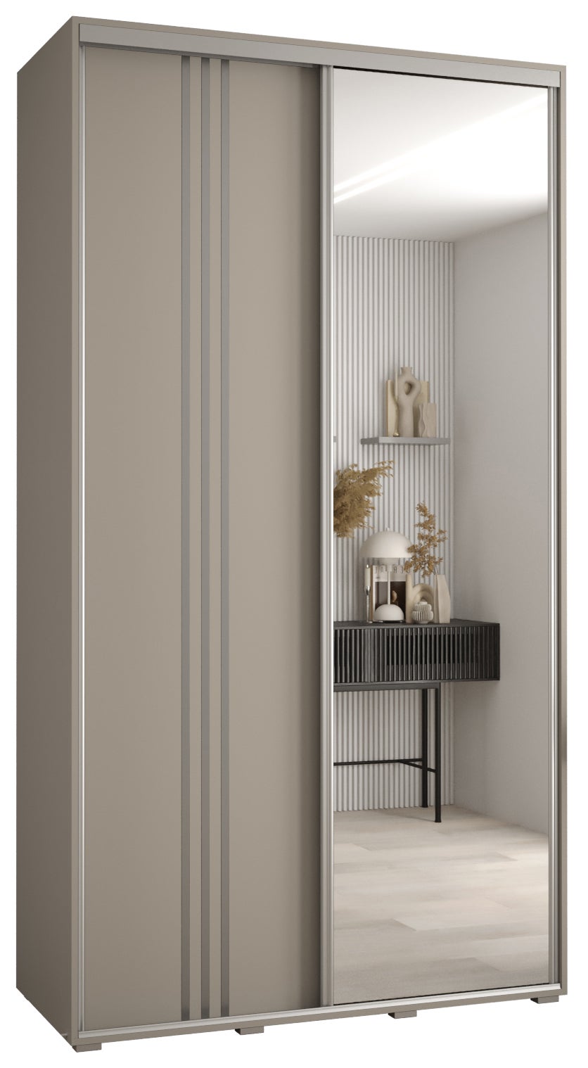 Szafa przesuwna z lustrem wysoka Dakota 7 140 x 60 x 235,2 cm kaszmir + u. Srebrny - Abiks Meble