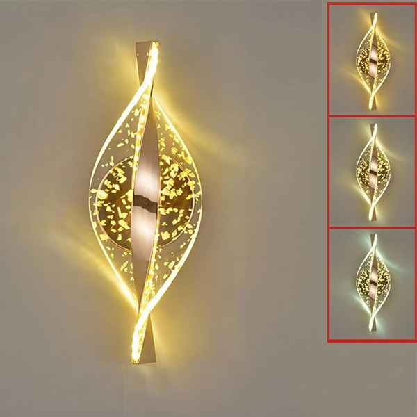 Nowoczesna Lampa Ścienna 30cm - Spiralna LED 3 Kolory Regulowane - Ściemnialna Lampka Nocna - Światło Ciepłe/Neutralne/Zimne (3000K-6000K) - 1 SZT