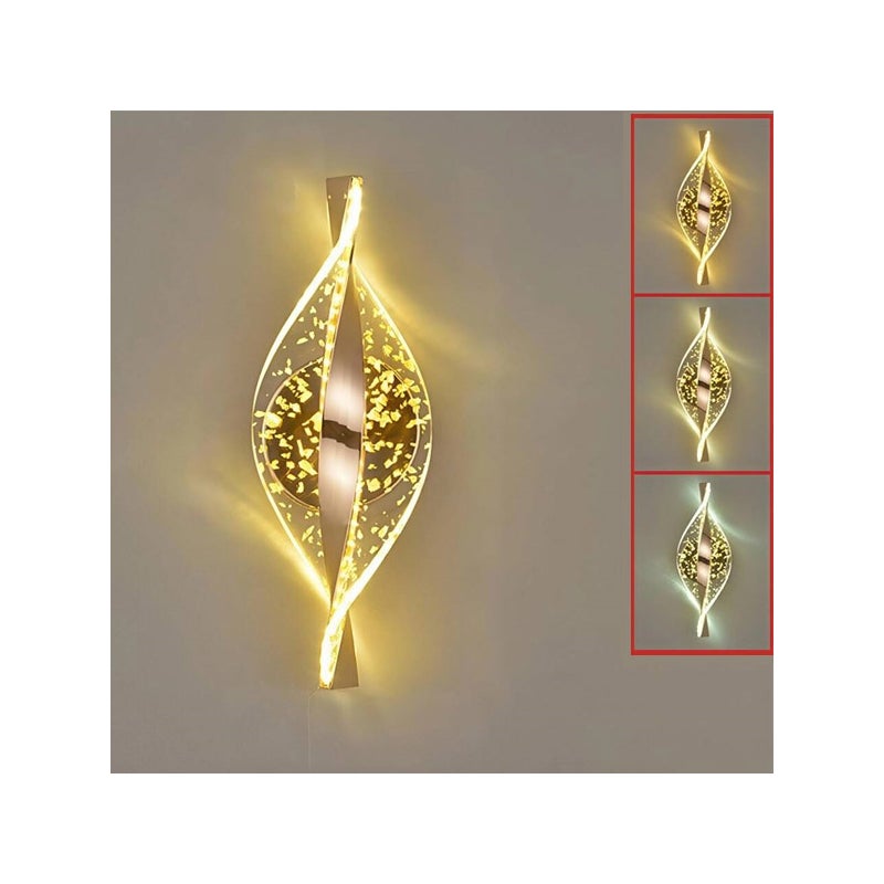 Nowoczesna Lampa Ścienna 30cm - Spiralna LED 3 Kolory Regulowane - Ściemnialna Lampka Nocna - Światło Ciepłe/Neutralne/Zimne (3000K-6000K) - 1 SZT