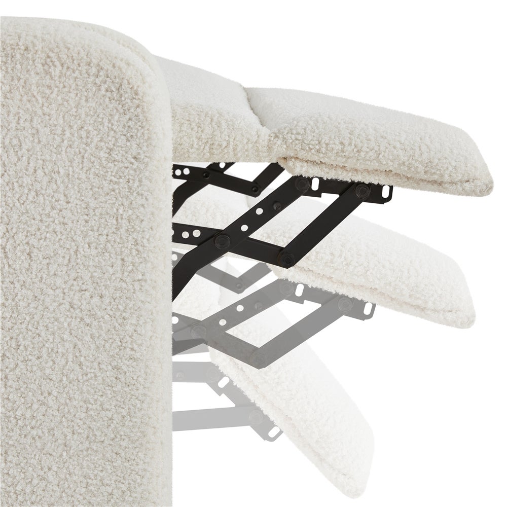 Fauteuil de Relaxation Inclinable en Tissu Bouclette Doux avec Repose Pied, Ivoire Yaheetech - 9
