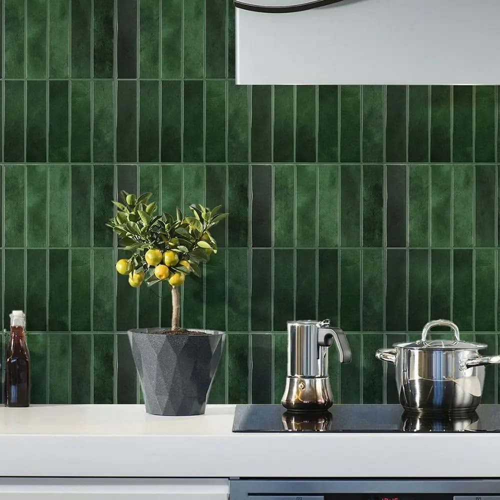 Carrelage mur intérieur vert Loulou l.5 x L.20 cm | Leroy Merlin