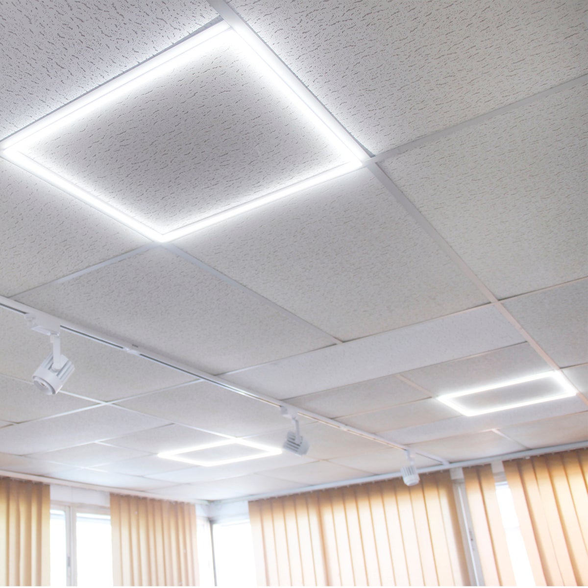 2 Cadres Lumineux LED 60x60cm - 48W - Pour Plafond Armstrong - Blanc Chaud 3000K