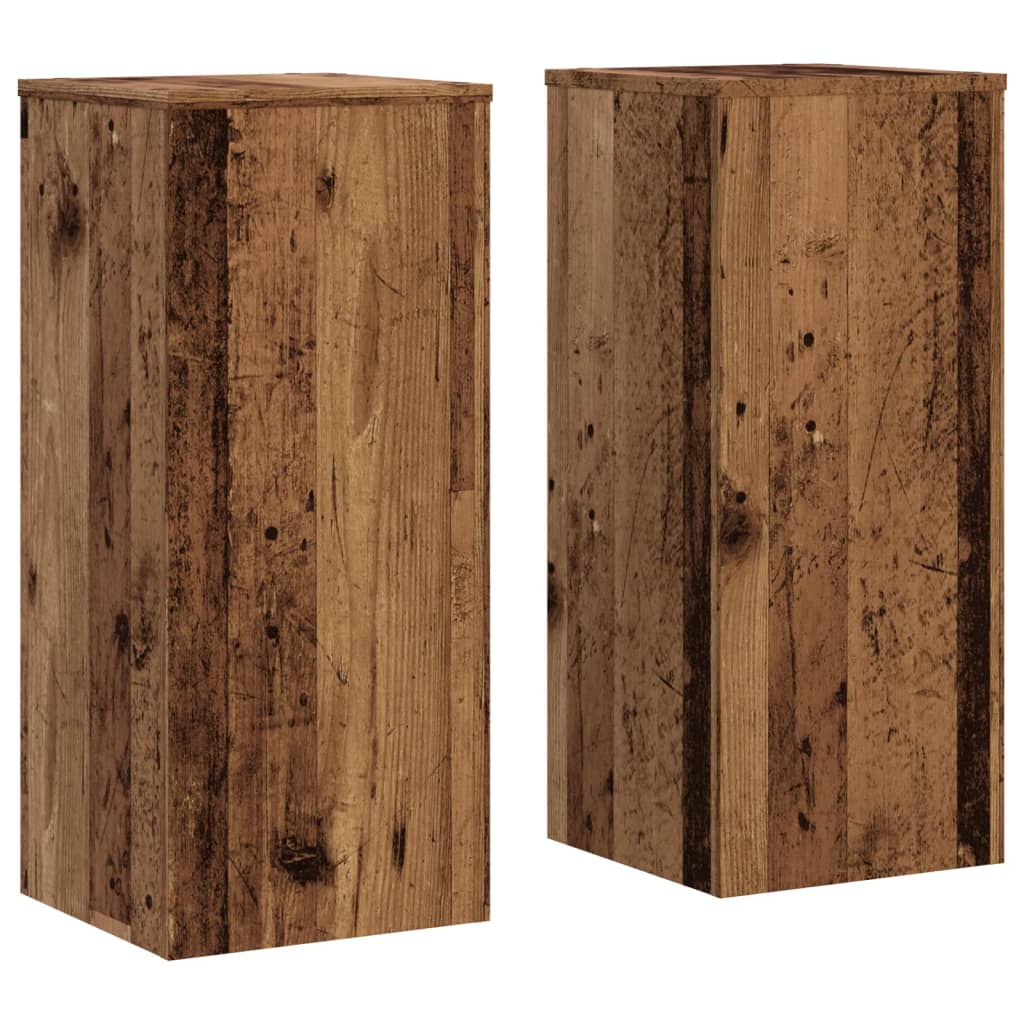 Supports pour plantes 2 pièces bois vieilli en panneau de bois - 2