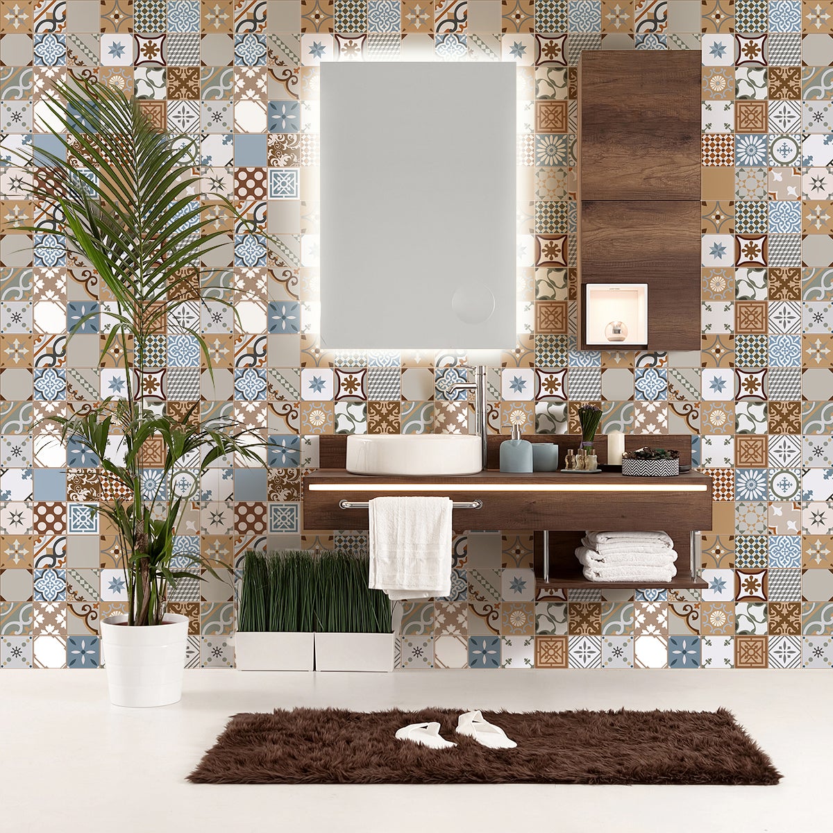 Sticker Mural Carrelage adhésif Cuisine Salle de Bain - 60 STICKERS ...