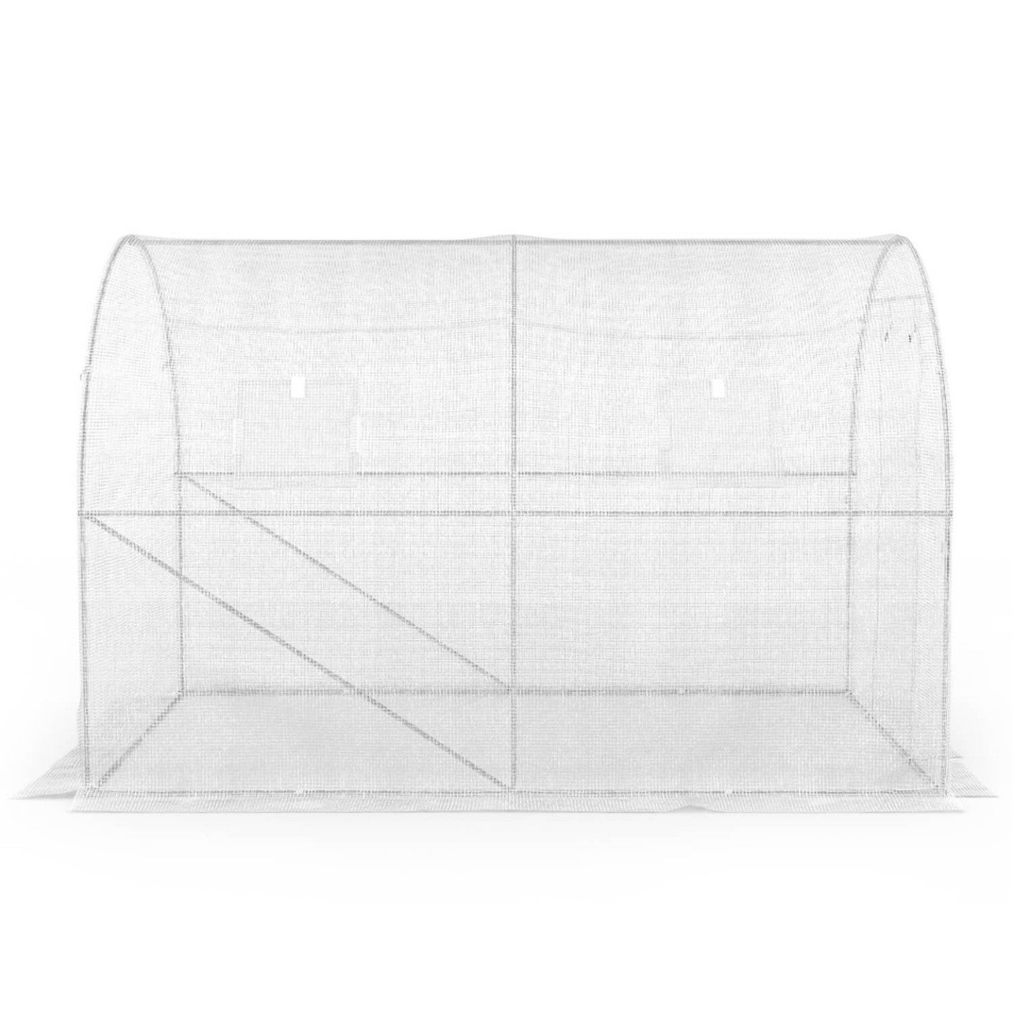 Serre de jardin tunnel 6m² 3 x 2 x 2 m acier galvanisé + bâche anti-UV avec porte et fenêtres ROMA blanche - 5