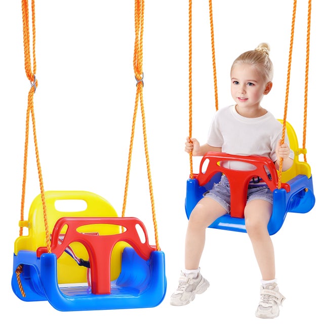 Siège balançoire VEVOR 3 en 1 pour enfant,supporte 200 lb,corde réglable et mousqueton facile à installer,siège balançoire convertible pour enfant