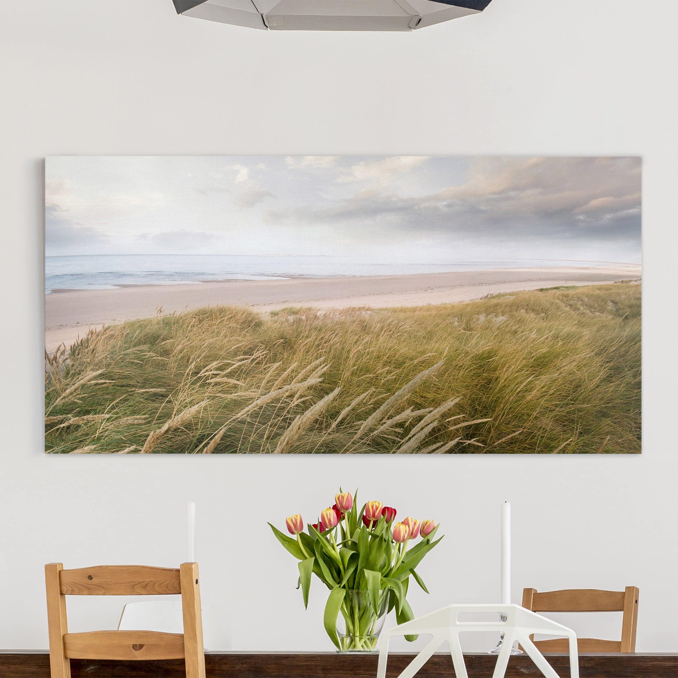 Lienzo cuadro en lienzo bastidor impresion en lienzo beige cielo paisaje playa mar dunas de arena 183 dormitorio salón pasillo 100 x 50 cm