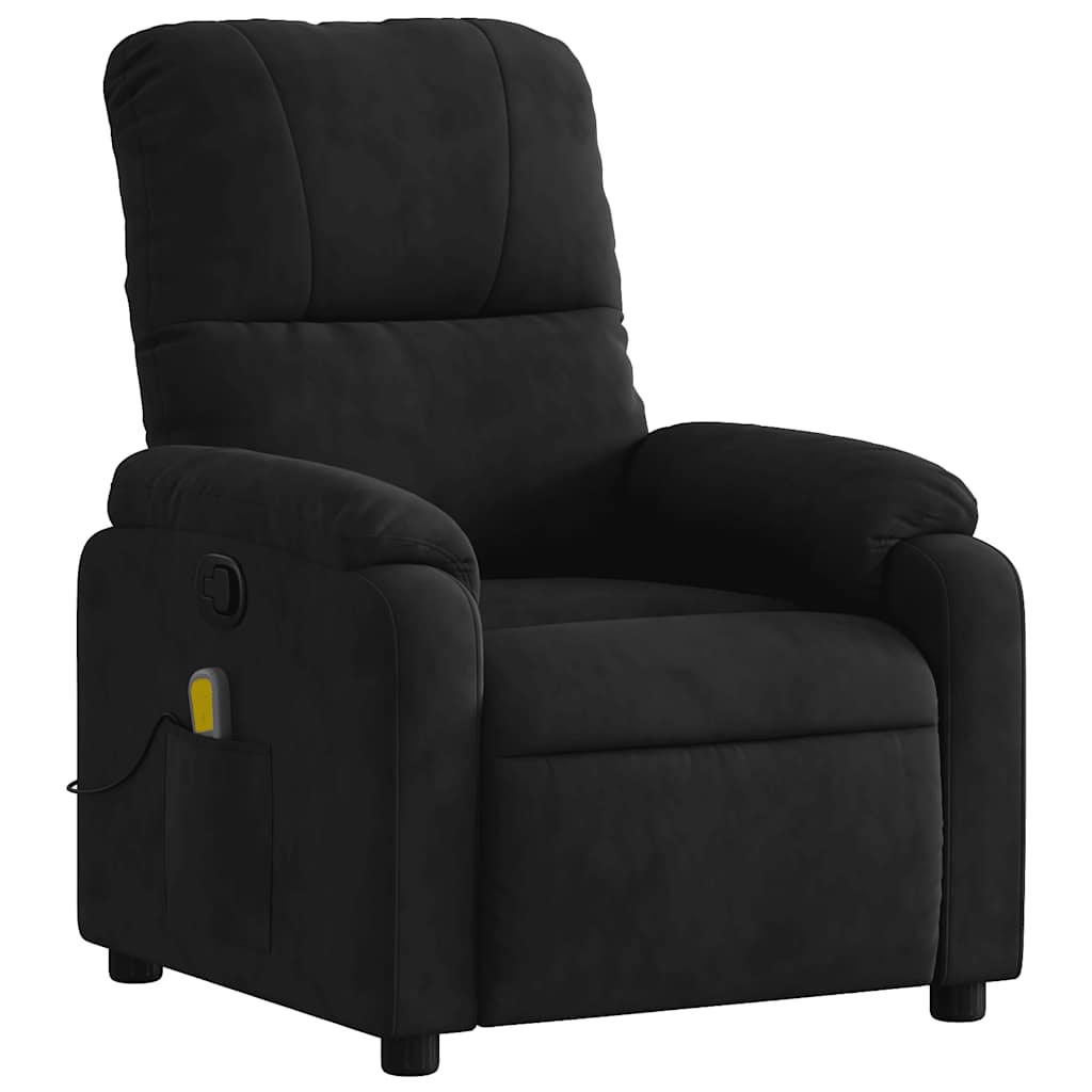 Fauteuil de Salon，Chaise，Fauteuil inclinable de massage noir tissu microfibre - 3