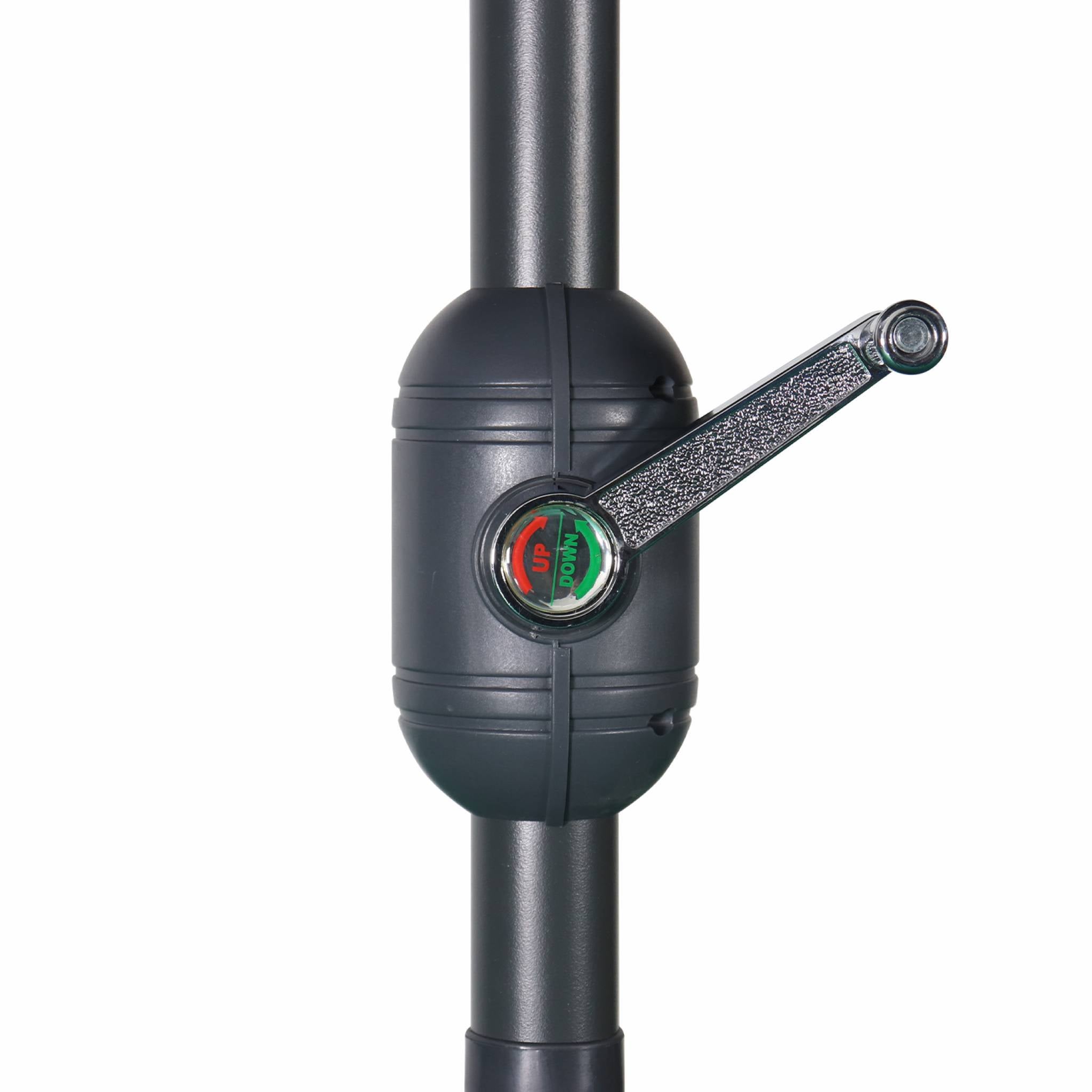 Parasol droit rond Ø300cm - Touquet Taupe - mât central en aluminium orientable et manivelle d'ouverture TOUQUET - 6