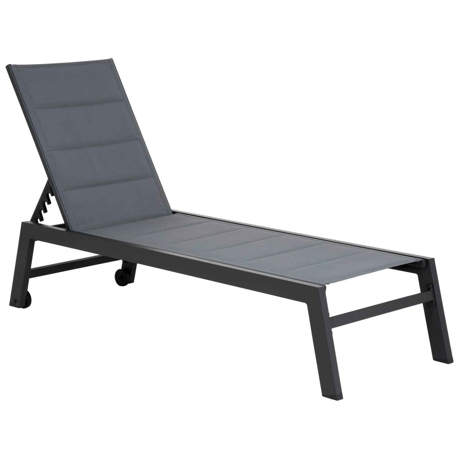 Lot de 2 bains de soleil BARBADOS en textilène gris - aluminium gris anthracite - 9