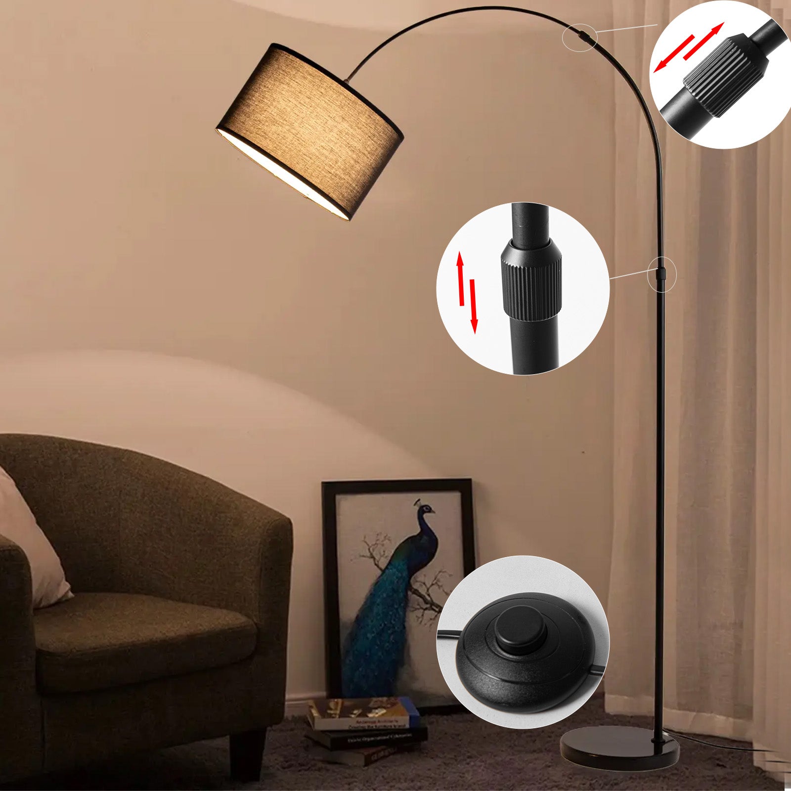 Lampada Da Terra Bassagoda, Moderna In Legno/metallo