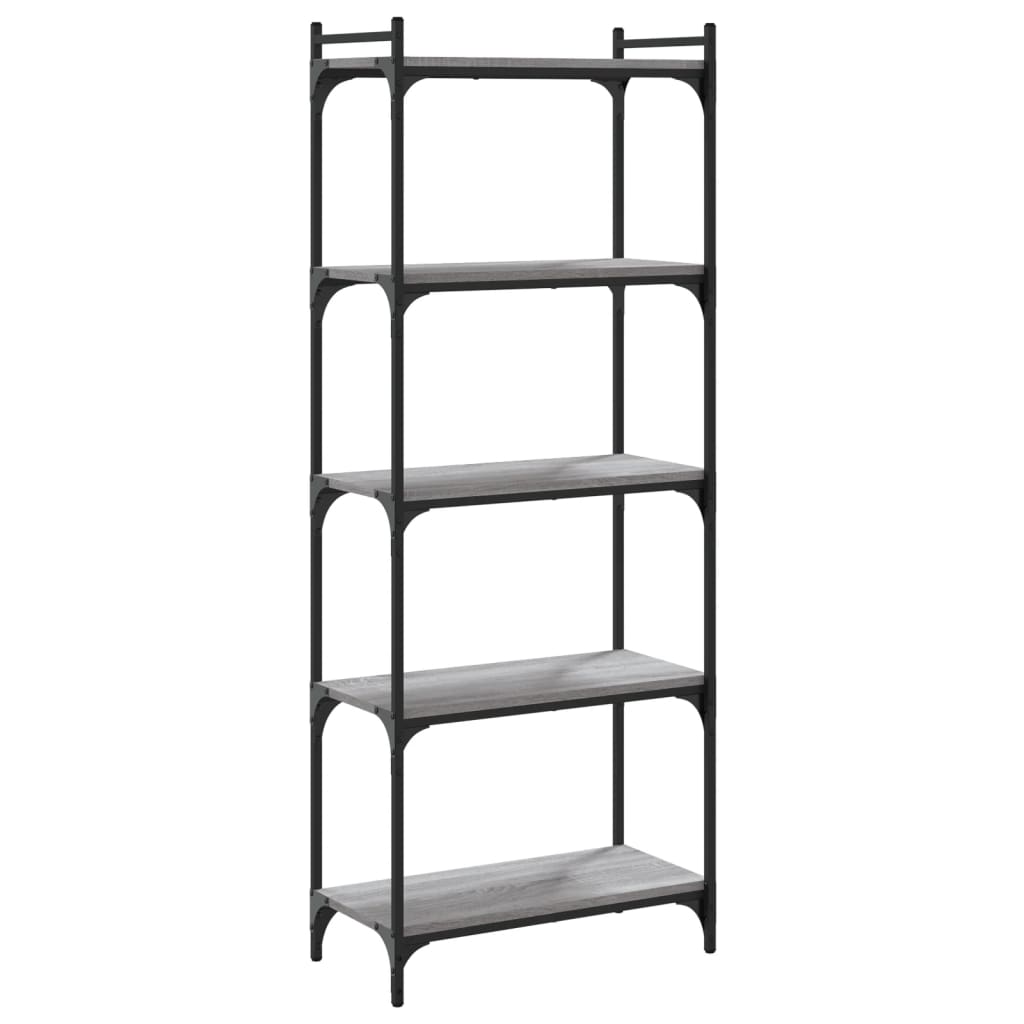 Bibliothèque Rotative 5 Niveaux - 147x30x30cm - Bois Et Métal Noir - Rotation 360° - Idéale Coin Ou Petit Espace