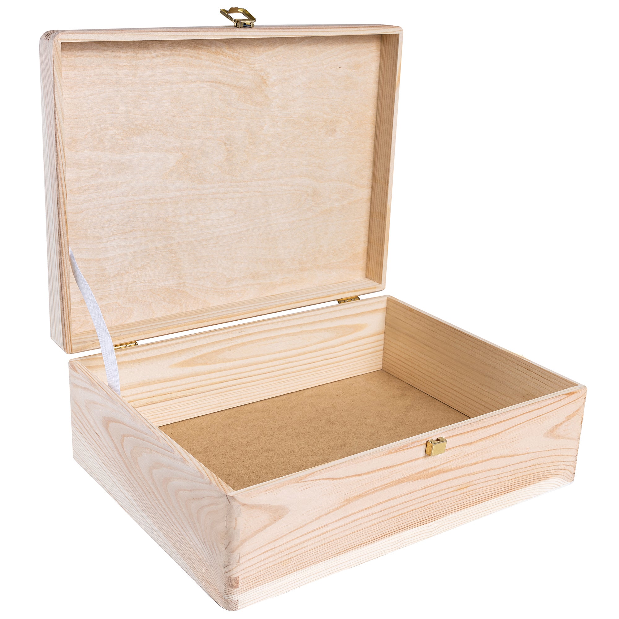 Creative Deco Boite de Rangement en Bois avec Fermoir | 40 x 30 x 14 cm (+/- 1 cm) | Non Peint et Brut | Coffre de Rangement | Boite en Bois - 5