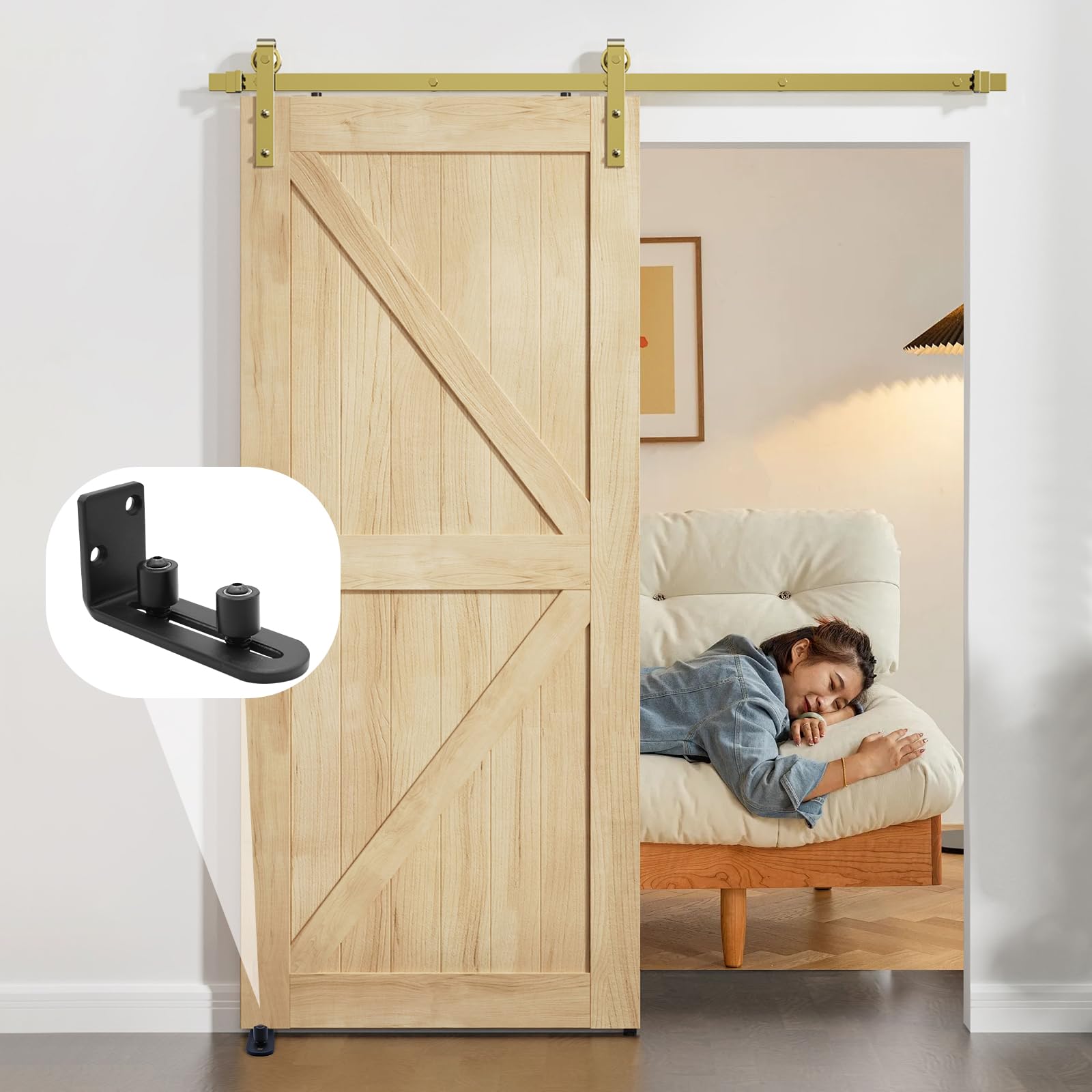 Guide de porte coulissante, guide de sol réglable, guide de sol noir pour mur/porte, avec vis, pour porte coulissante, porte de grange - 9
