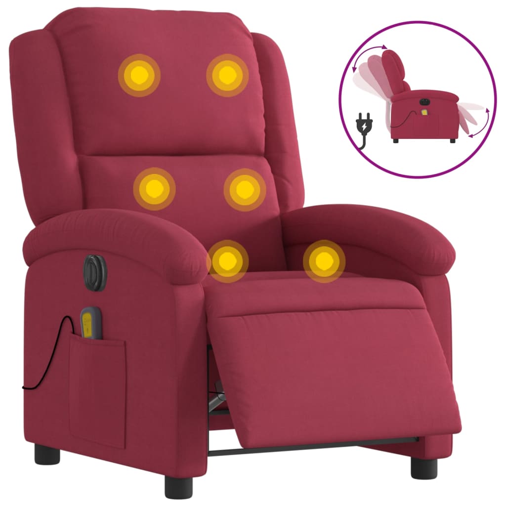 Sillón de salón | silla | sillón reclinable de masaje eléctrico terciopelo rojo tinto cfw283089