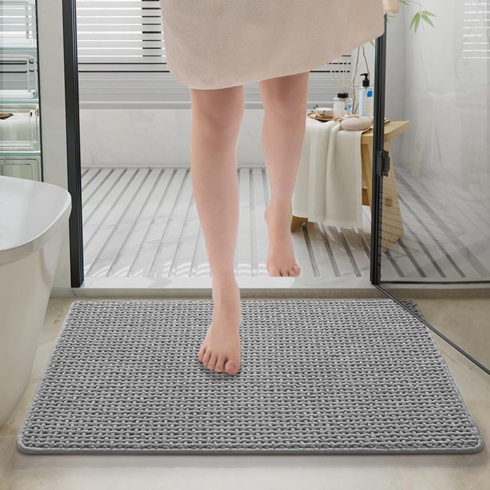 Tapis de bain antidérapant, doux et absorbant, lavable en machine, 40 x 60 cm, pour salle de bain et toilettes, blanc - 3