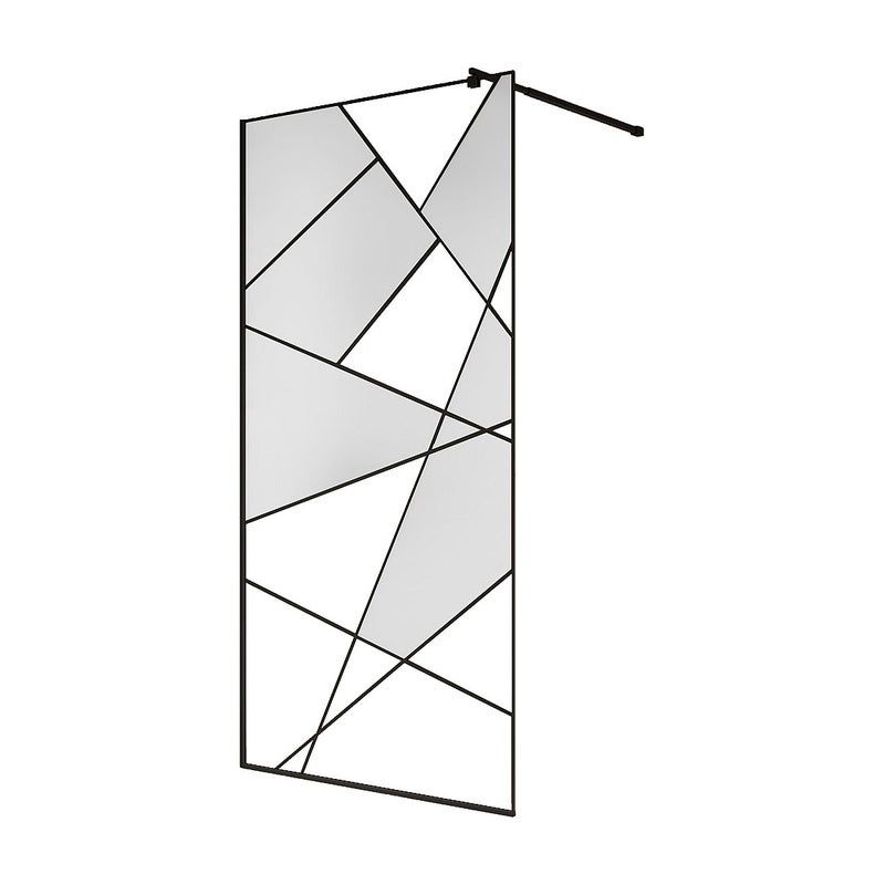 Ścianka prysznicowa z sitodrukiem do kabiny walk-in - Czarny mat - 100 x 200 cm - TRISEO