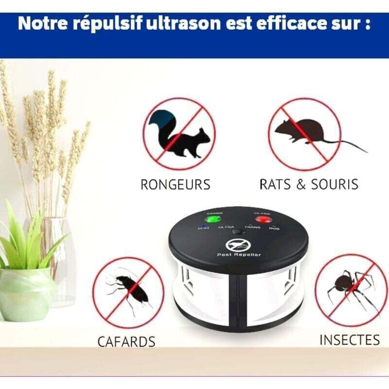 Répulsif ultrason 360° anti rats, souris, rongeurs insectes. Fréquences ...