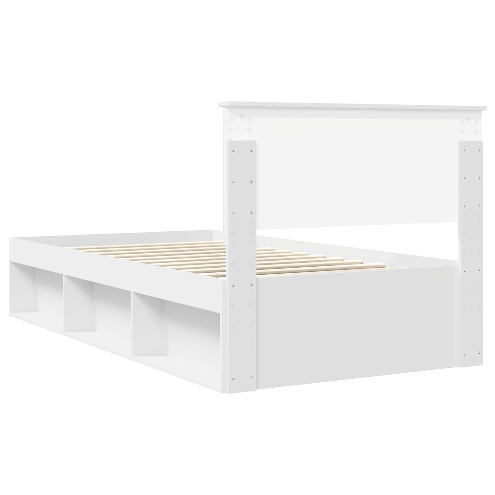 Cadre de lit avec tête de lit en pin massif blanc, 100 × 200 cm - 9