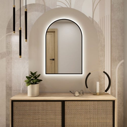 Lustro Tiny Border Pastille Cut 90x60 ramka czarna barwa światła ciepła