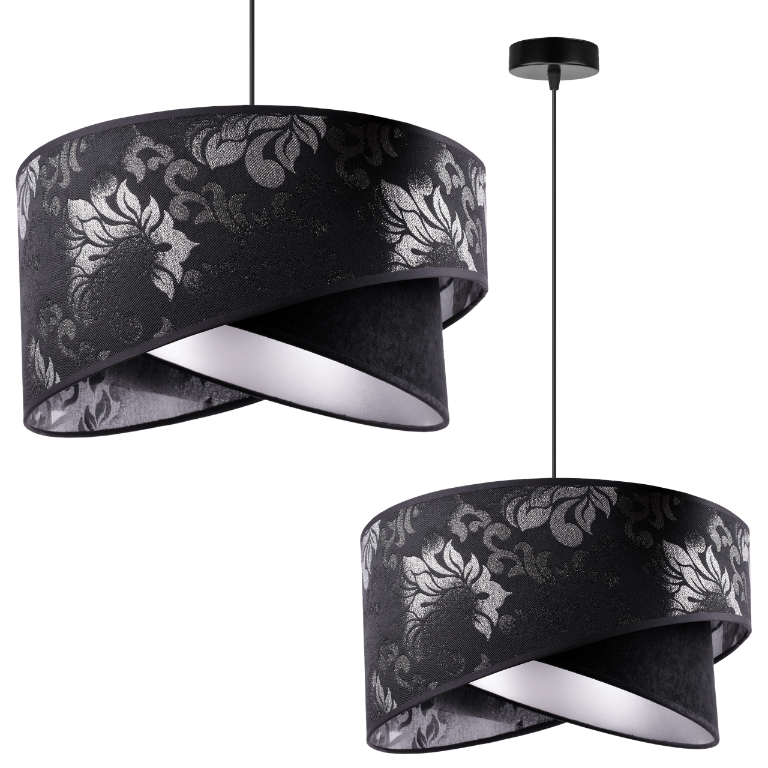 Lampa sufitowa wisząca Werona modern 1xE27 abażur asymetryczny owalny czarny Light Home LH