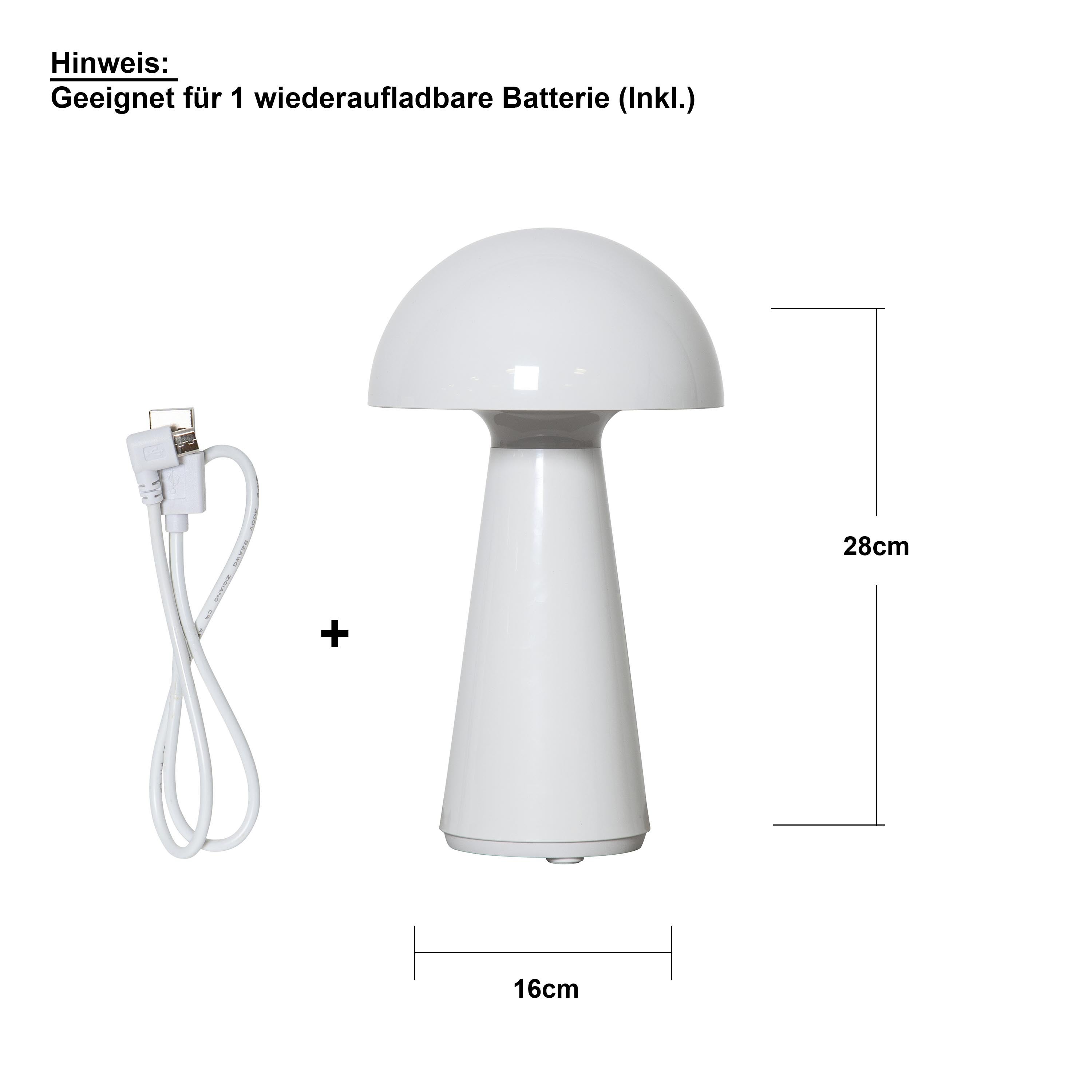 Zasilana bateryjnie lampa stołowa LED Star Trading Mushroom, biała - 6
