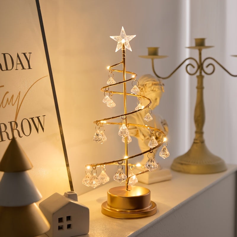 Luci per l'albero di Natale,ornamenti decorativi,decorazioni natalizie,luci per l'albero di Natale,lampade l'albero di Natale a spirale di cristallo - 2
