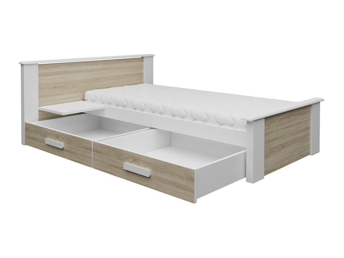 Lit Henderson 118, Unique, Gris clair, 90x200, Stratifié, Disponible, 149x210x72cm - 3