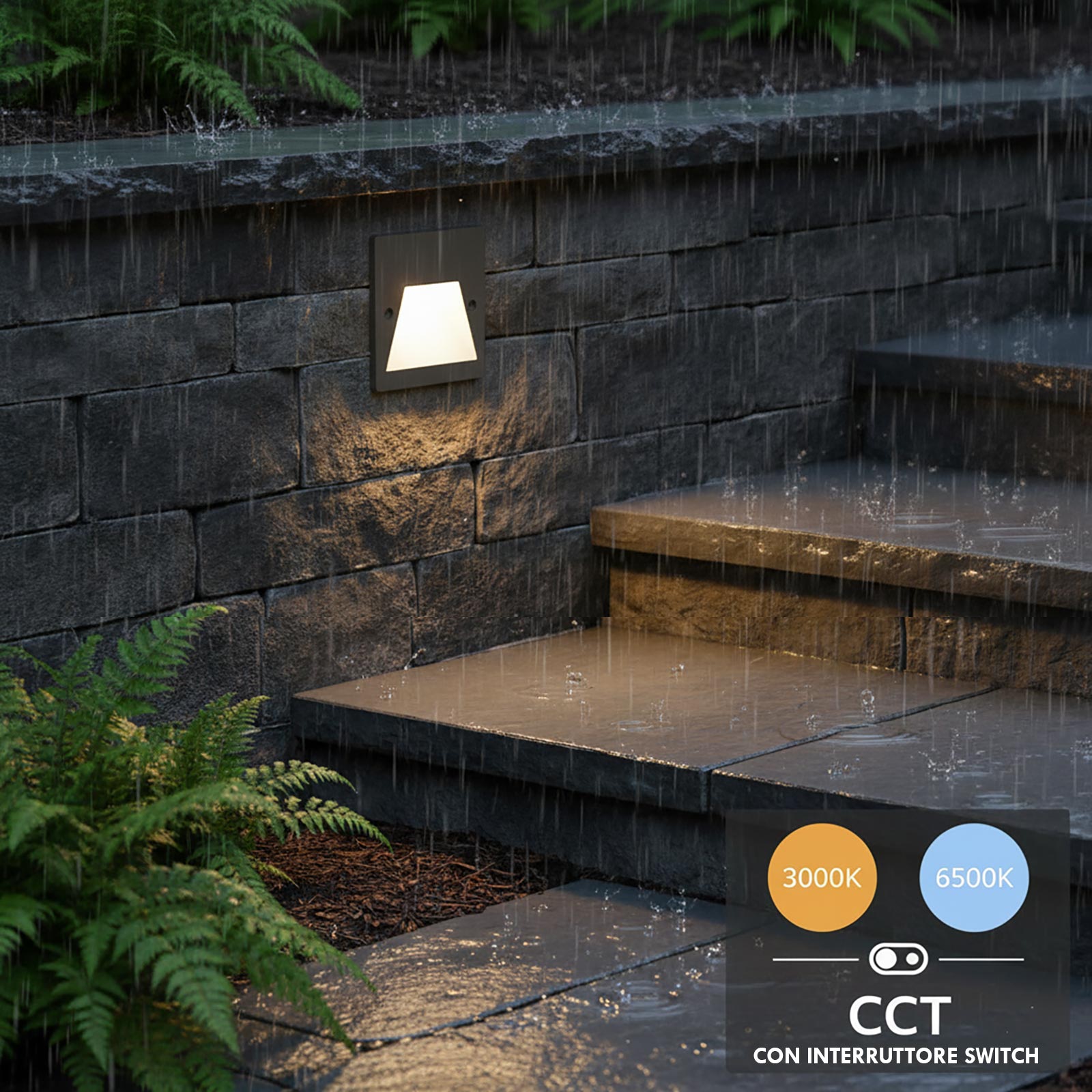 Faretto segnapassi IP65 LED 3W incasso scatola 503 scale giardino viale