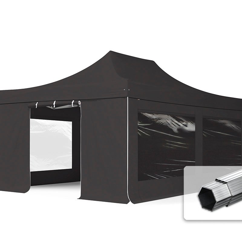 4x6 m Namiot Ekspresowy PROFESSIONAL Alu 50mm, ze ścianami bocznymi, okna panoramiczne, czarny