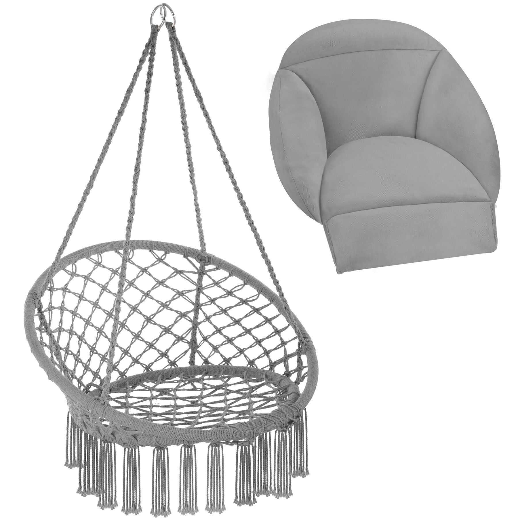 Tectake Fauteuil suspendu Samira - gris - 2