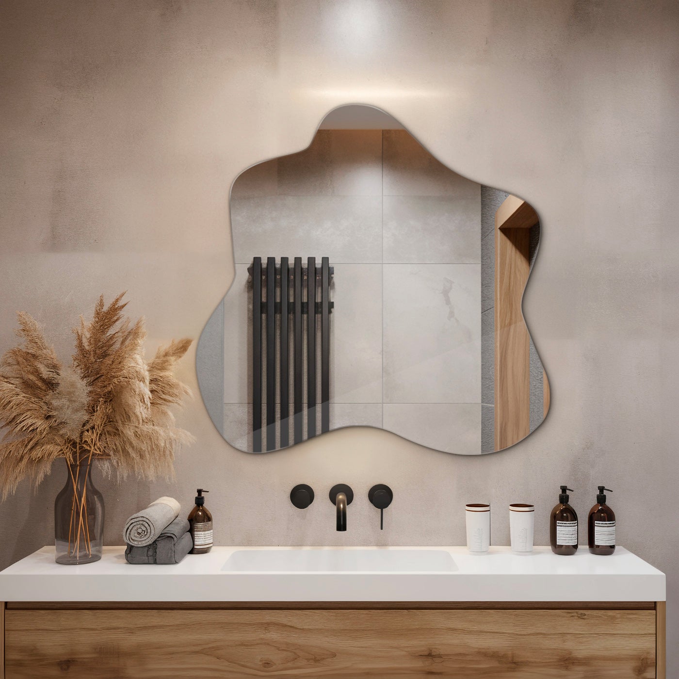 Miroir asymétrique haut de gamme, parfait pour salon et dressing - 77,3 cm x 76,6 cm - 4
