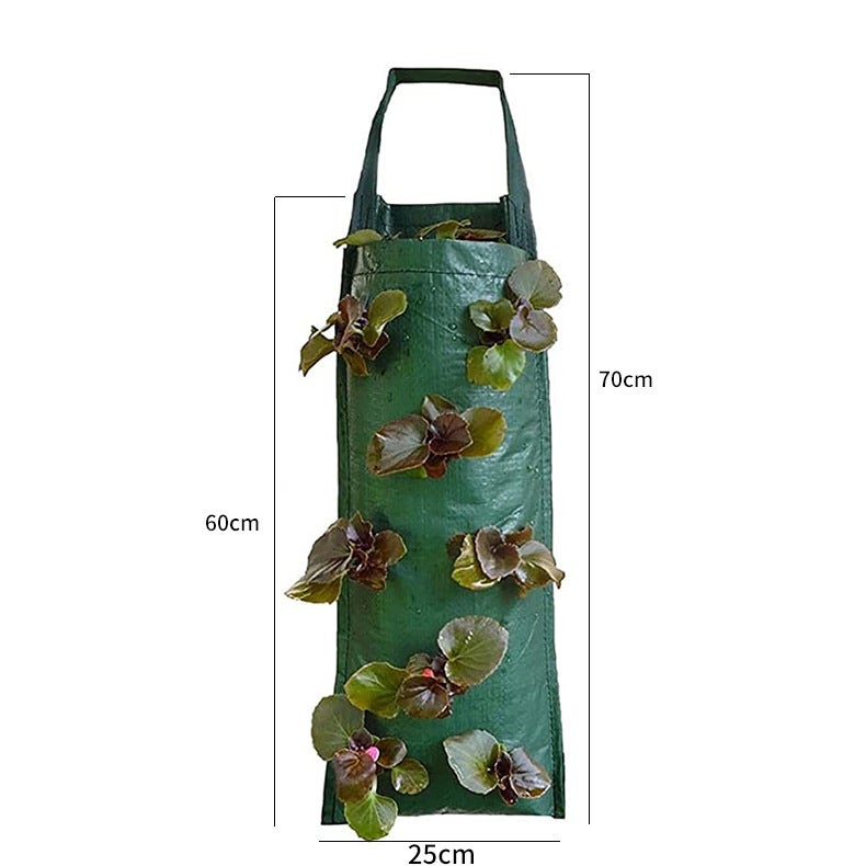 2pcs Sacs de culture de fraises verticaux à 8 trous, sacs de plantes, sacs de pépinière, pots de fleurs et accessoires de conteneurs (orange) - 7