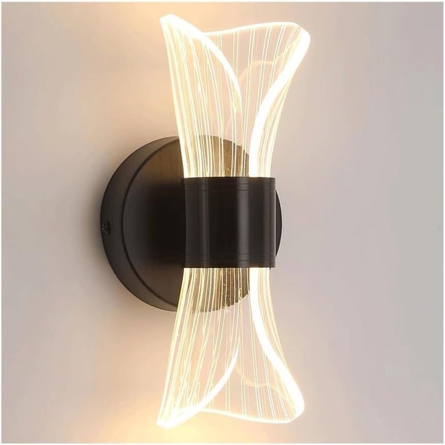 Nowoczesna, ściemnialna lampa ścienna LED 10 W, trzy kolory, idealna do sypialni, salonu lub przedpokoju (czarna)