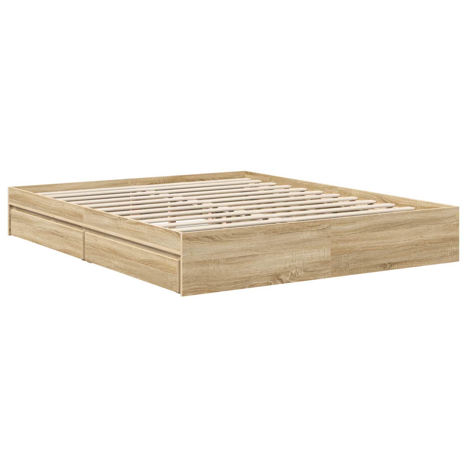Lit de rangement chêne 160 x 200 cm panneau de bois - 6