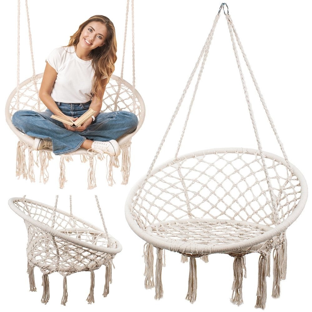 Hamac Chaise Suspendue XXL Jet-Line - Beige - Balançoire Relax Avec Cousins