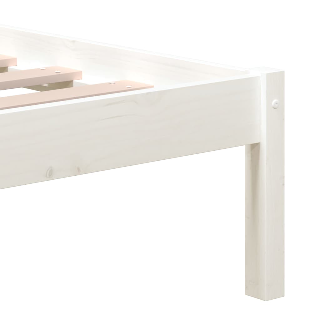 Cadre de lit sans matelas blanc en bois massif 140 x 190 cm - 6