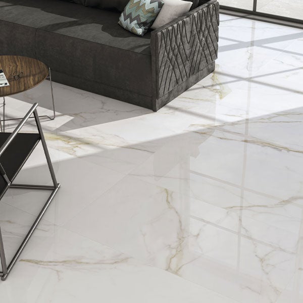 Carrelage sol et mur effet marbre brillant Hotel gold brillo 60*60 cm - Reflex Boutique