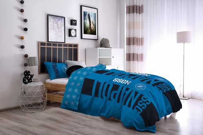 KLJFIGUT Copripiumino Singolo 135x200 Cm Con 2 Federe 50x80 Cm - Morbida Microfibra Con Cerniera - Design Calcio Azzurro Per Bambini
