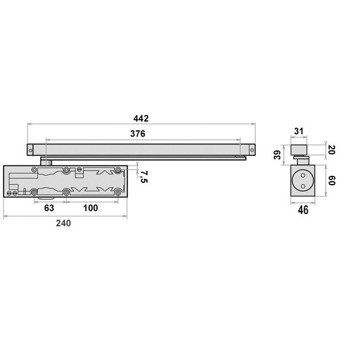 400511 Ferme-porte GR400 Force 3, bras antivandalisme - Coloris:argent - GR400511 - 2