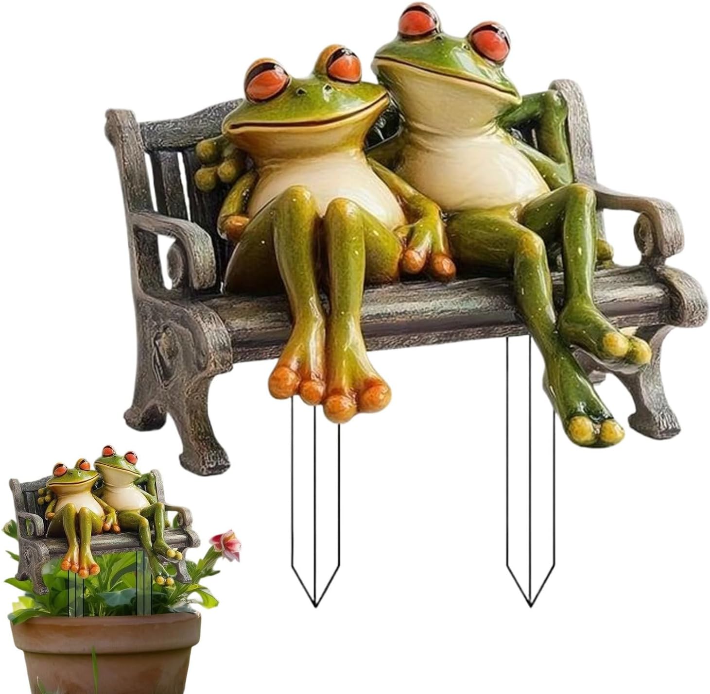 Dekoracje ogrodowe Generico Żaby | Para rzeźb żab | Dekoracje siedzisk | Płaskie akrylowe figurki dekoracyjne