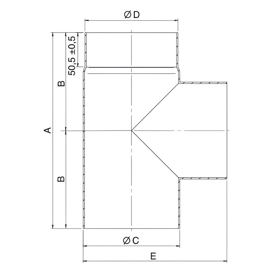 Trójnik + korek spustowy kondensatu czarny-180 mm