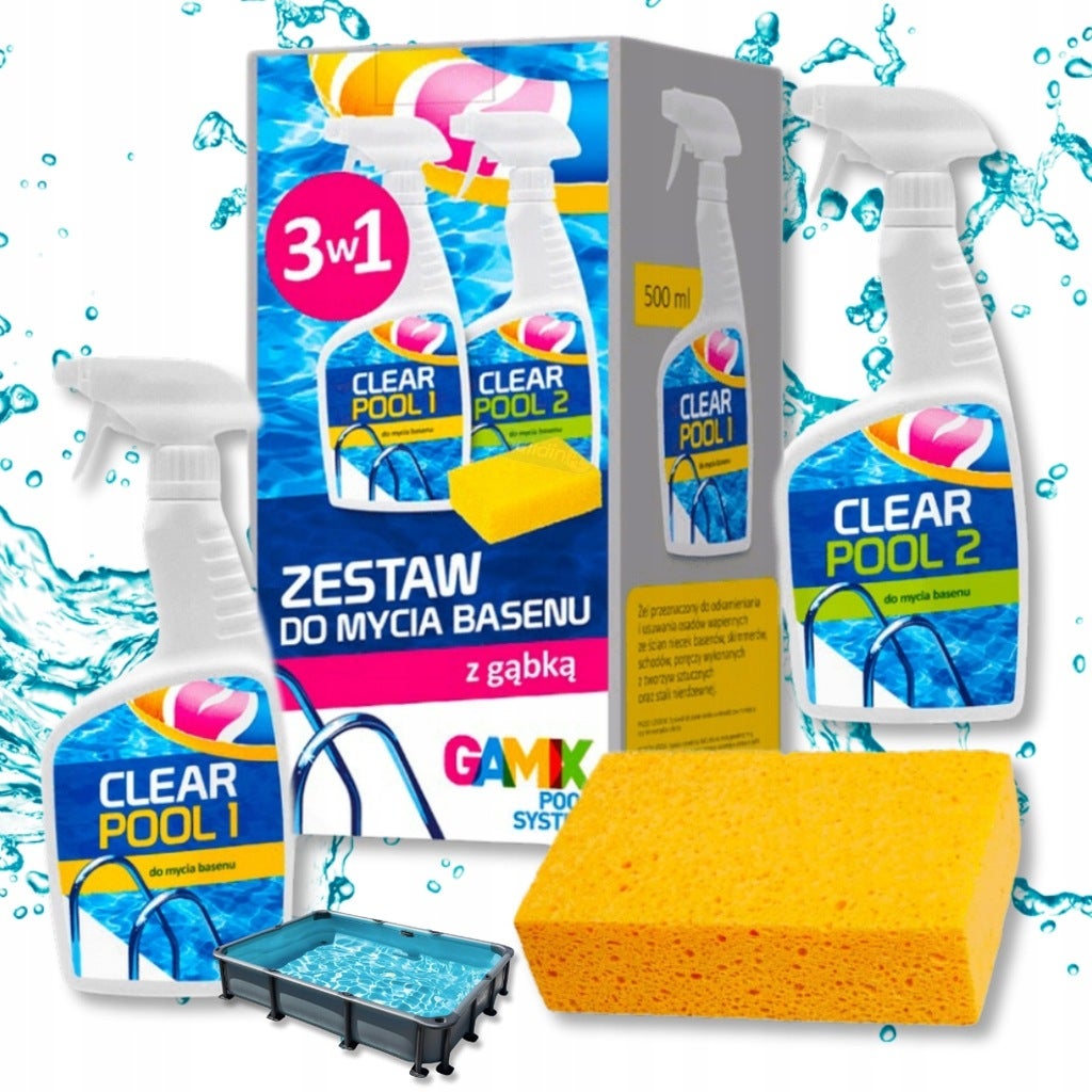 ZESTAW 3W1 DO MYCIA CZYSZCZENIA BASENU GAMIX USUWA OSADY WAPIENNE Z BASENÓW